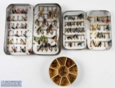 Wheatley alloy fly case and flies measuring 8”x4 ¼”x1 ½” approx. with internal clip leaf with Salmon