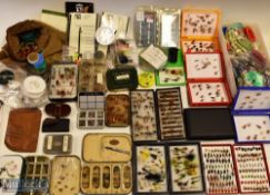 Quantity of Assorted Fly-fishing accessories, fly cases, flies etc – incl a Black Japanned Ogden