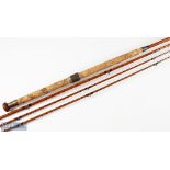 Hardy ‘The Wye’ split cane salmon fly rod 12ft 6ins 3pc plus spare tip from another Wye, in cloth