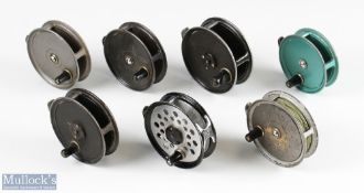 J W Young & Sons made alloy fly reel selection featuring Allcocks Gilmour 3 ¾” and 3 ½”, Allcocks