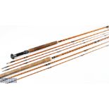 Martinez & Bird of Redditch split cane 10ft 6in fly rod 3pc with red agate butt/tip ring, all