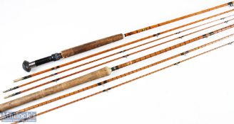 Martinez & Bird of Redditch split cane 10ft 6in fly rod 3pc with red agate butt/tip ring, all