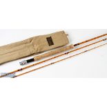 Sharpe’s ‘The Aberdeen’ split cane fly rod 10ft 3pc agate lined butt and tip ring with Acorns, in