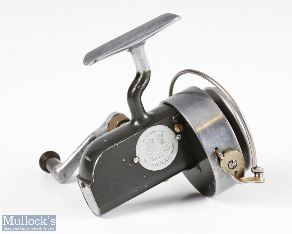 Hardy Bros England Altex No2 Mk V fixed spool reel with folding handle, Brit Pat end plate, full - Image 3 of 3