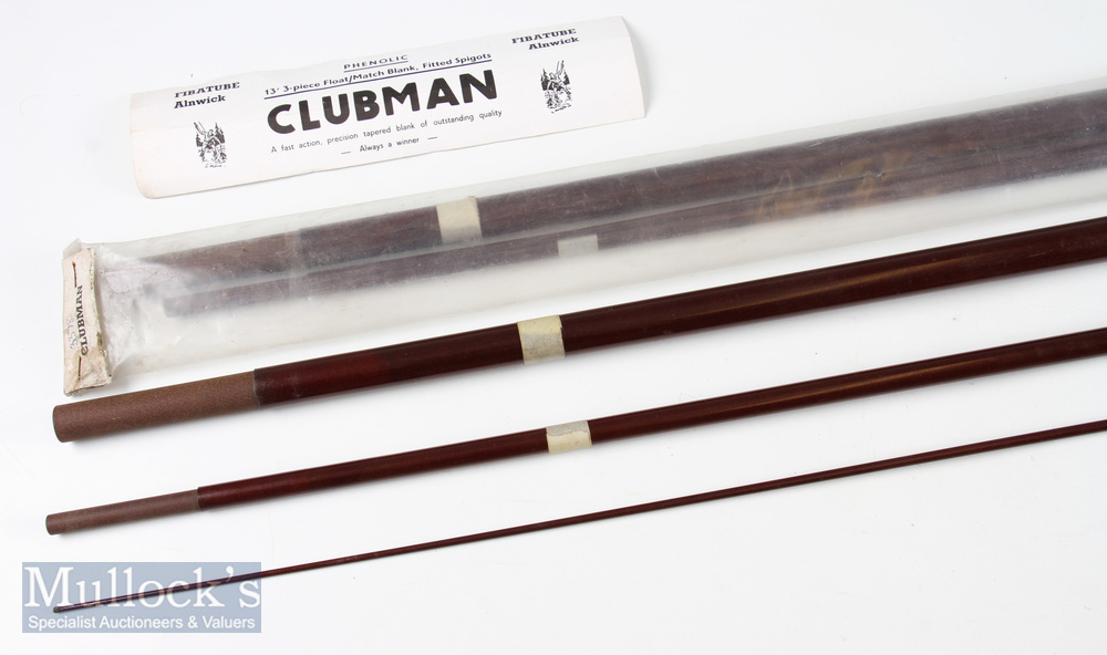 Pair of Hardy Clubman 13ft 3piece float/match rod blanks with fitted spiggots