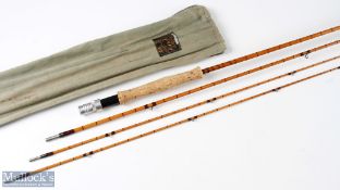 Hardy ‘The De-Luxe’ split cane fly rod 9ft 3pc plus spare tip, line 6 with Acorns and MCB