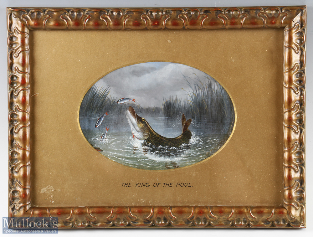 Henry Jervis Alfred (Attributed) “The King Of The Pool” 19th c oil on canvas laid on board mounted -