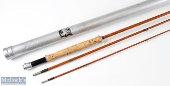 Hardy ‘The Itchen’ split cane fly rod 9ft 6ins 3pc missing one ring at tip section, with original