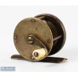 C Farlow Maker 191 Strand London c852-54, 2” all brass winch fly reel with curved crank arm, fixed