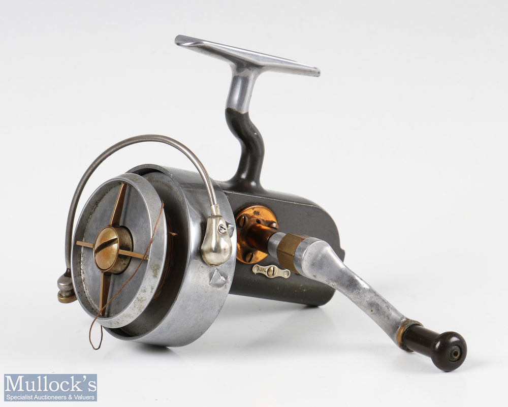 Hardy Bros England Altex No2 Mk V fixed spool reel with folding handle, Brit Pat end plate, full - Image 2 of 3