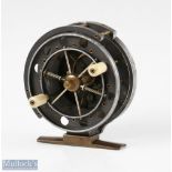 Rare S Allcock & Co 3” Aerial centrepin reel c1914-1925 ventilated front flange drum stamped Patent,