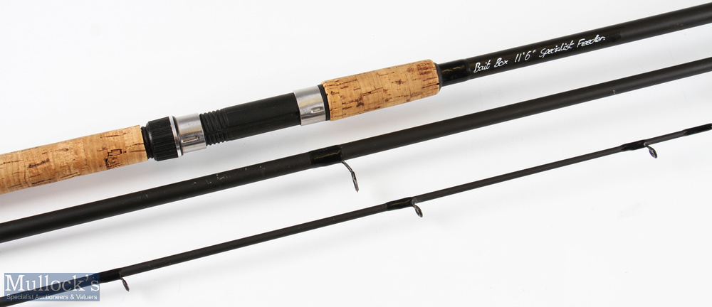 Bait Box 11ft 6in carbon specialist feeder rod 3pc with cloth bag in plastic tube, little use