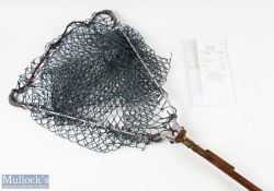 Ogden Smith “Reversa” Folding Landing Net with turned wooden handle with alloy folding arms and