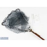 Ogden Smith “Reversa” Folding Landing Net with turned wooden handle with alloy folding arms and