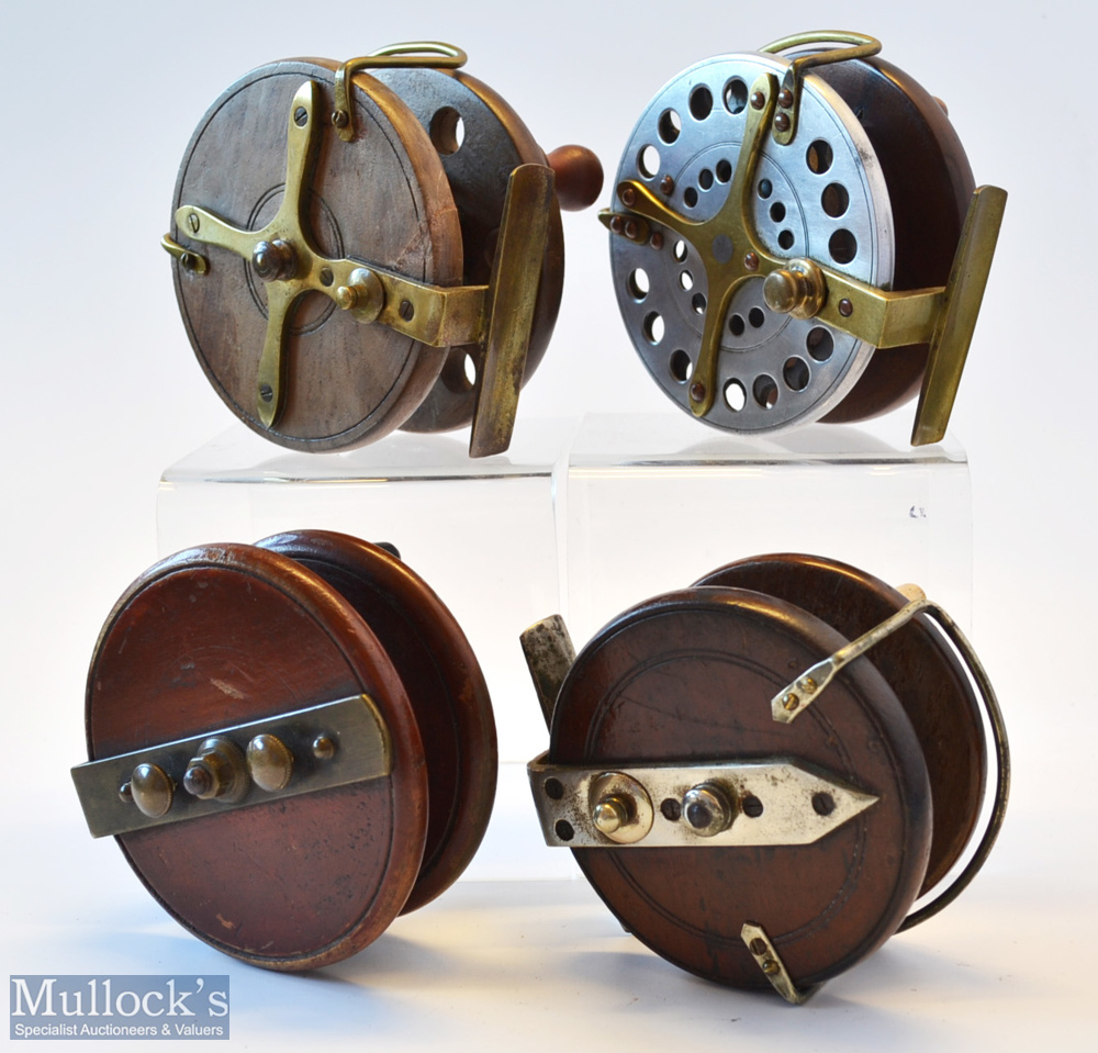 Interesting collection of Wooden Nottingham and brass back combination reels (4) – 4” wooden and - Image 2 of 2