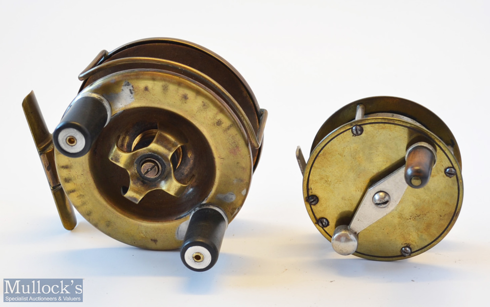 Brass Reels: Ogden Smiths London 3.75 brass sea reel – fitted with long black handles with alloy