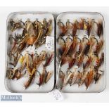 Fine Forest & Sons, Kelso Black Japanned Fly Box and Gut Eyed Salmon Flies – 41 traditional salmon