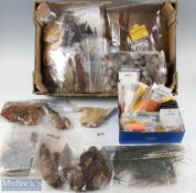 Collection of Fly Tying Feathers and Materials – incl mixed capes and feathers, pheasant, mallard,