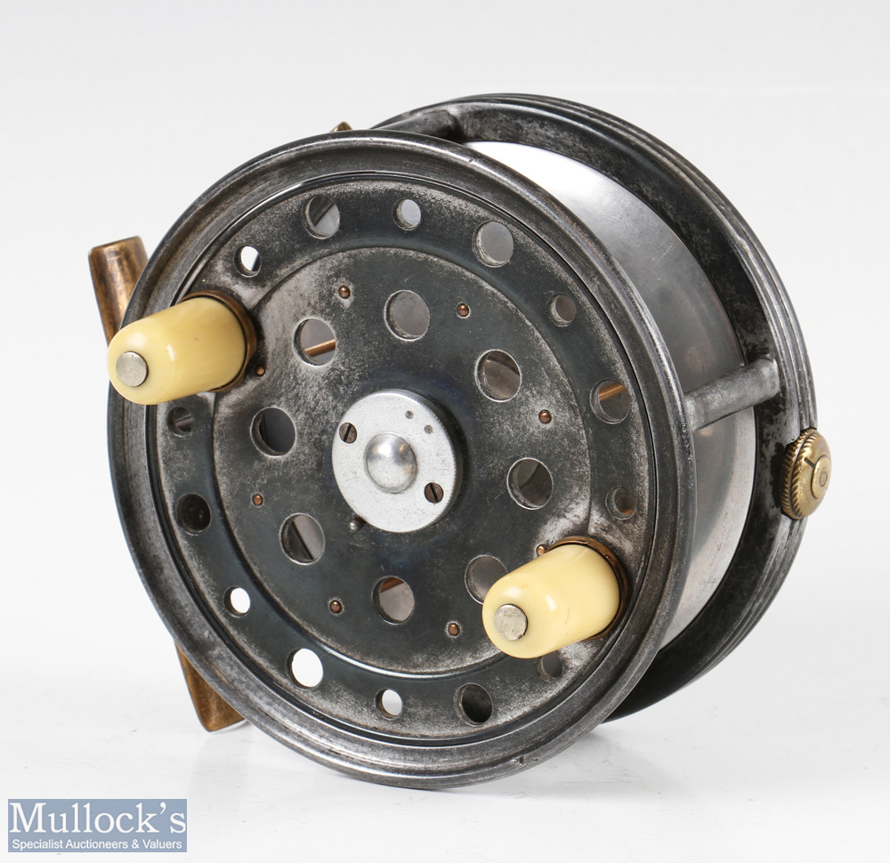 Rare Forrest & Sons Maker Kelso 4 ½” The Tweed alloy Salmon fly reel pillared drum core, twin