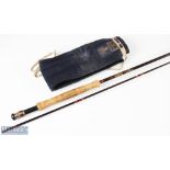Hardy Graphite De-Luxe fishing rod 10ft 6ins 2pc line 7/8, soiled handle with owner’s initials in