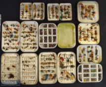 Good collection of assorted Wheatley & Other Alloy fly tins and flies (8) – 2x Alloy Dry Fly Tins