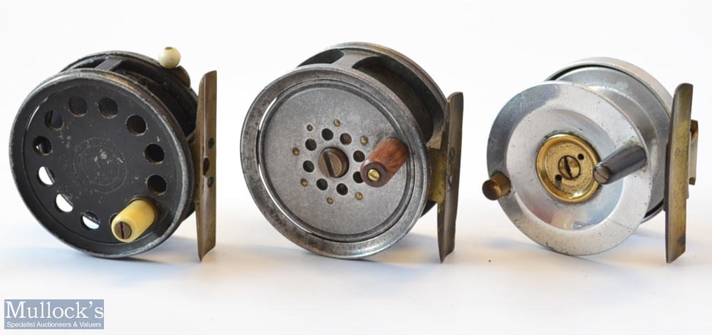 3x interesting small alloy reels – Rare smallest size Percy Wadham Newport Specialities Pat “The