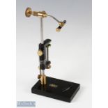 Gordon Griffiths Fly Tying Vice with black body and pedestal with brass fittings plus tube fly