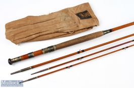 Malloch’s of Perth 10ft 6in whole cane fly rod 3pc with spare tip 1in short, cloth bag (used)