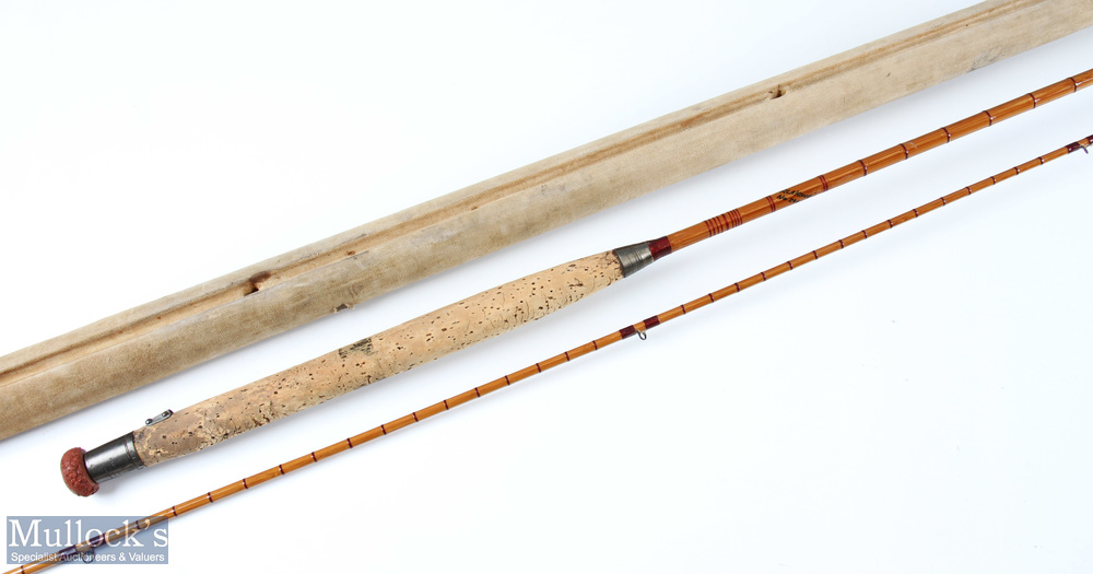 Hardy Palakona split cane rod in transformer (restored), 10ft 2pc agate butt/tip rings, missing reel