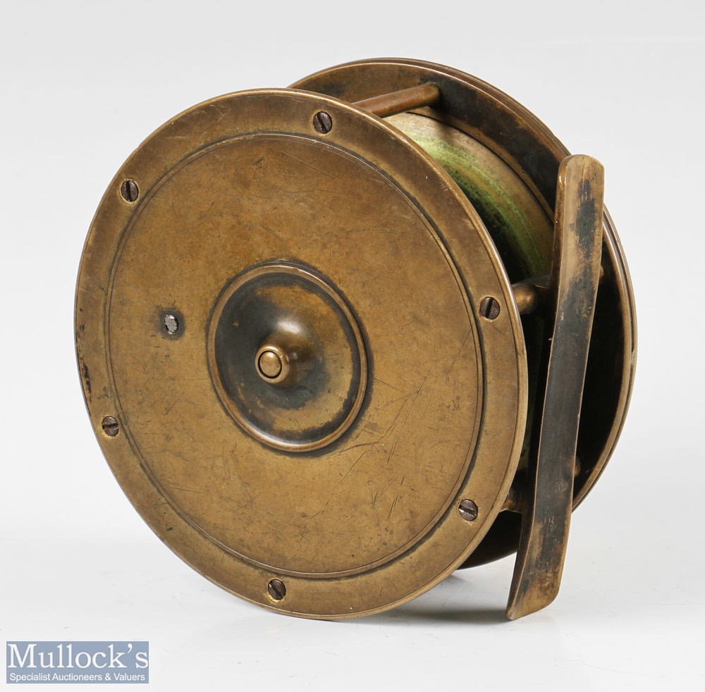 Rare A Stuart & Son Maker Aberlour on Spey 4 ½” all brass fly reel with good oval maker’s marks to - Image 2 of 2