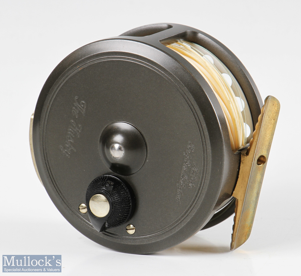 Hardy Bros England The Husky 3 3/8” wide drum alloy fly reel with silent check, ribbed brass foot, U - Image 3 of 3