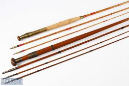 Unnamed whole cane 12ft fly rod 2pc with drop rings and spare tip, in cloth bag, plus Iron Man split