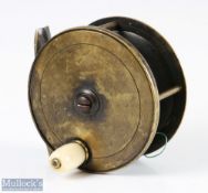 C Farlow & Co Makers, 191 Strand London 3 ½” all brass Salmon plate wind fly reel with maker’s