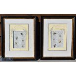 2x Framed Fishing Fly Displays – English Mayfly - each containing 5 flies in decorative mounts, both