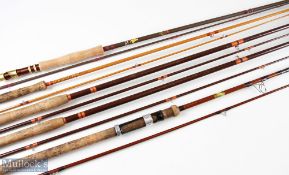 Assorted selection of fishing rods incl’ Edgar Sealey 9ft fly rod 2pc, red agate lined butt/tip
