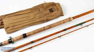 Hardy Bros ‘Thames’ light weight 10ft 6in Spanish reed rod with split cane tip, two rings missing