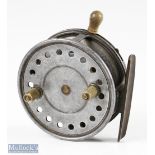 Wallace Watson Patent 4” alloy casting reel with smooth brass foot, maker’s details backplate Patent