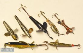 Interesting collection of Hardy, Warner and other fishing spinner baits (7) – 3” Devon minnow