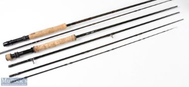 Greys GS2 carbon fly rod 10ft 4pc line 4# in mcb with plastic tube, tip shortened, plus an unnamed