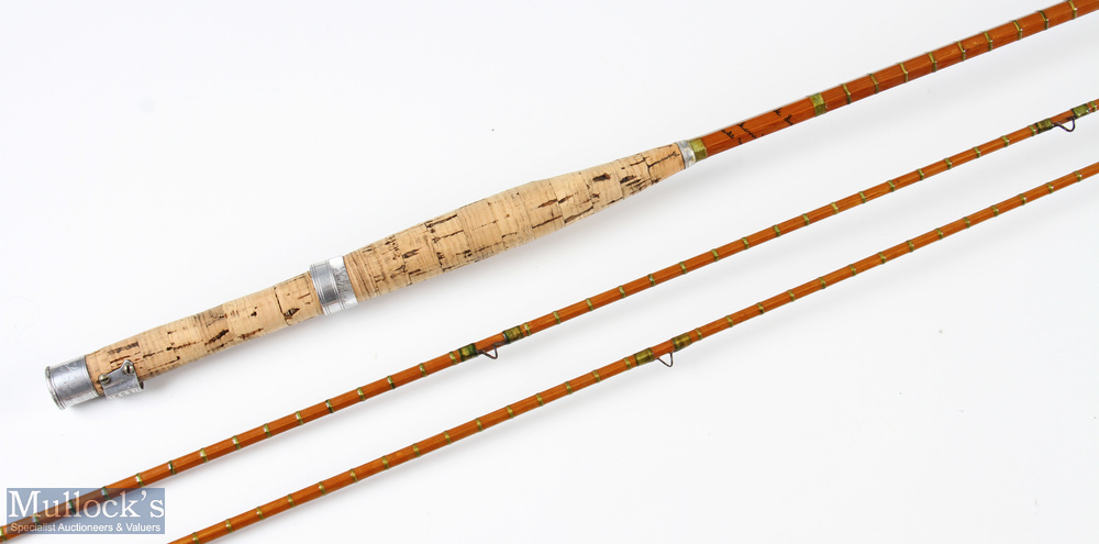 Hardy CC de France split cane fly rod 9ft 6ins 2pc plus spare tip, MCB - Image 2 of 2