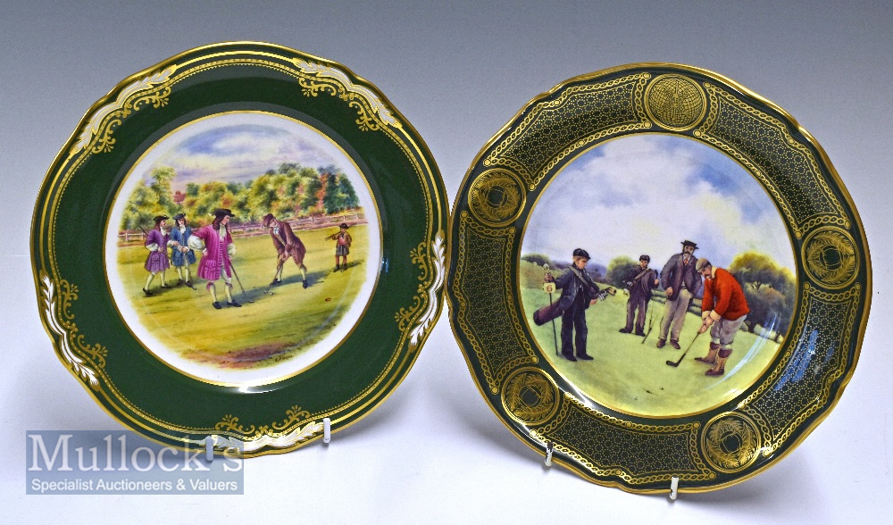 Pair of Spode Plates: One by K Pickin ~Golf at Blackheath 1775~ and Antique Golf Series No.1 limited