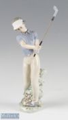 Nao Bone China Lady Golfer Figure – height 28cm, with makers backstamp and impressed marks to