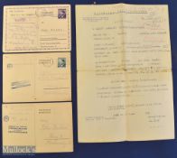 WWII Prisoner Postcard and Letters from Theresienstadt Concentration Camp dated 24 Jan 1944, with