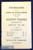 Meerut India Station Theatre Sacred & Secular Concert Programme 20 FEB 9.30. 1883 A 4 page programme