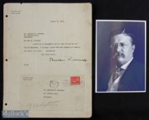 Autograph - Theodore Roosevelt (1858-1919) Signed Typed Letter dated 23 Aug 1919 with original