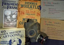 WWII British Civilian Issue Gas Mask marked 1939 P.C.B - together with Dennis Wheatley ‘Murder Off