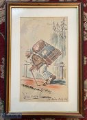 India - c1920s/1930s original water colour British caricature study of a Coolie with ‘somebody’s