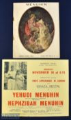 Yehudi Menuhin Concerts; Yehudi Menuhin at Royal Albert Hall. March 20th 1939 Programme - an