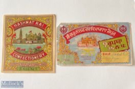 India - c1930s Original vintage trade labels of the golden temple at Amritsar Punjab.