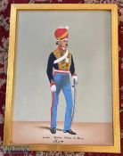 India - Original watercolour study showing a Jemadar of the Madras foot artillery. Housed in a